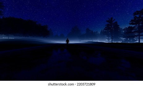 3d render empty street in nature