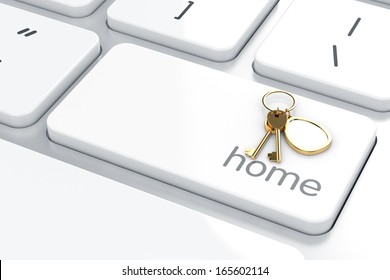3d render of Enter button with home keys. Home concept