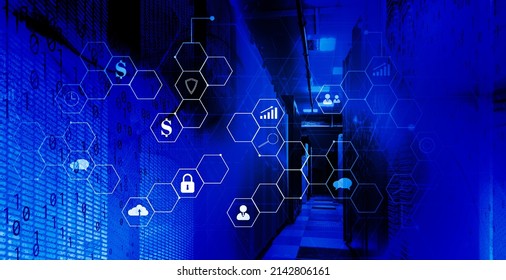 3D render ERP Enterprise Resource Planning system on virtual screen with connections between business intelligence. - Powered by Shutterstock