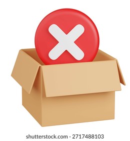 3d render Error Symbol in Cardboard Box