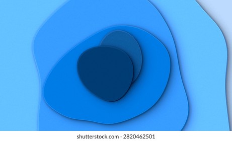 3D Render An evocative digital design element for modern interiors or backgrounds, focusing on the interplay of form, color, and light to create a calm and serene atmosphere
