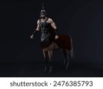 3D render : fantasy male centaur warrior character with studio background 