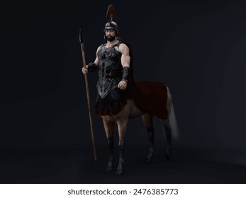 3D render : fantasy male centaur warrior character with studio background 