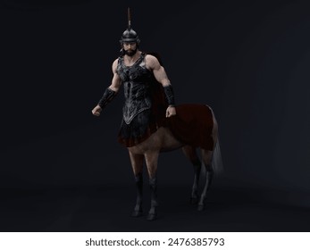 3D render : fantasy male centaur warrior character with studio background 