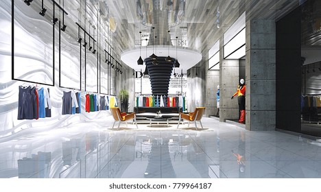 3D render of fashion store