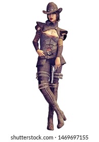 3d Render Of Female Bounty Hunter With Gun