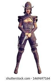 3d Render Of Female Bounty Hunter With Gun