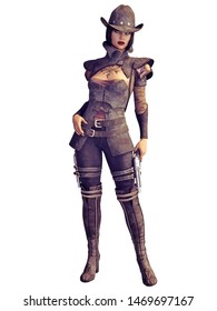 3d Render Of Female Bounty Hunter With Gun