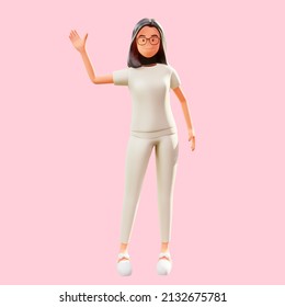 3d Render Female Character Waving