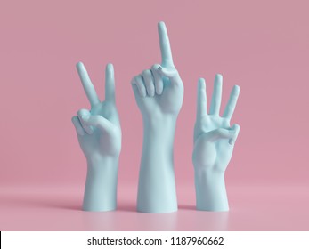 3d render, female hands isolated, minimal fashion background, mannequin body parts, competition concept, shop display, show, presentation, pink blue pastel colors