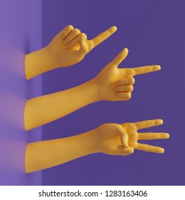 3d Render, Female Hands Isolated On Violet, Minimal Fashion Background, Yellow Mannequin Body Parts, Competition Concept, Shop Display, Show, Presentation