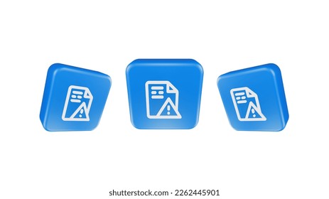 3D Render file exclamation warning Icon For Web Mobile App Social Media Promotion