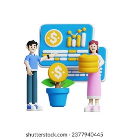 3D Render Finance Activity Concept