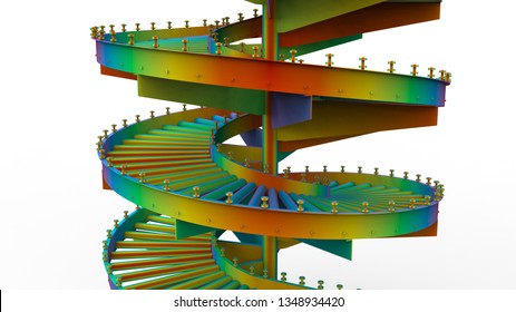 3D render - finite element helix conveyor