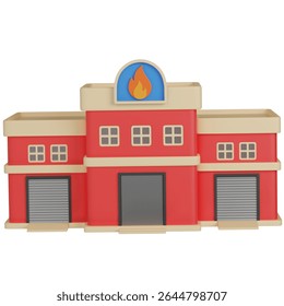 3d render  Fire Station Illustration
