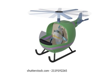 3D render of Fish and Helicopter