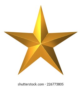 3d Render Of A Five Pointed Gold Star