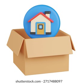 3D render Flame Icon in an Open Cardboard Box 