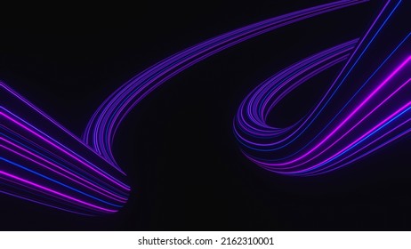 3d Render Of Flash Neon And Light Glowing On Dark Scene. Speed Light Moving Lines. High Fast  Motion Blur. Technology Internet Of Future Network. Sci Fiction Of Hyperspace Interstellar Travel.