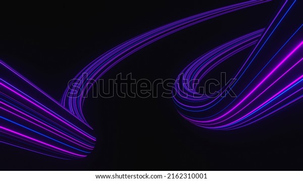 3d render of flash neon and light glowing on dark\
scene. Speed light moving lines. High fast  motion blur. Technology\
internet of future network. Sci fiction of hyperspace interstellar\
travel.