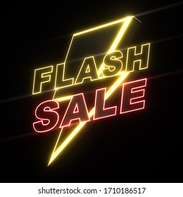 3D Render Of Flash Sale Banner, Advertising Promotion, 3D Illustration.