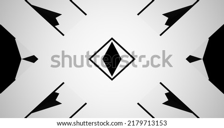3d render with flat geometric symmetrical monochrome background