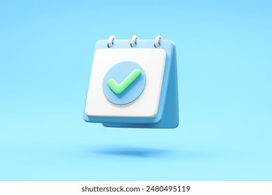 3D Render of Floating Calendar with Checkmark - Schedule and Confirmation Concept - Powered by Shutterstock