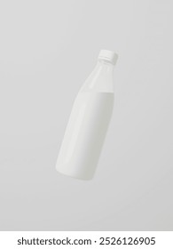 3d render floating milk bottle