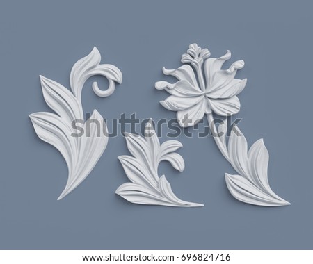 Illustrazione stock a tema 3 D Render Floral Design Elements Abstract