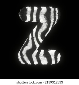 3D Render of Fluffy Zebra Font Letter Z