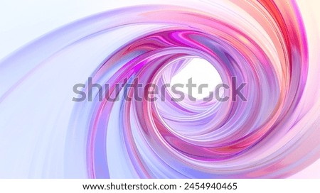 3D render of fluid spiral line on white background, iridescent colors, minimalistic design. 