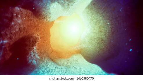3d Render of Flying Through the Cave. Abstract background.