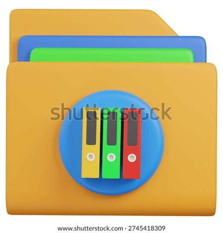 3D render Folder with archive Icon