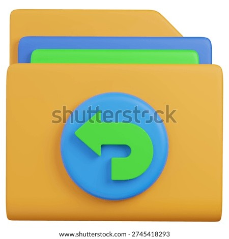 3D render Folder with backward arrow Icon