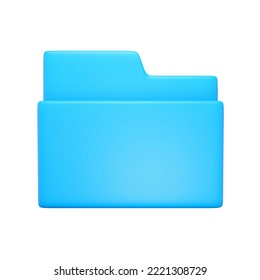 3d Render Folder Icon. Rendering Illustration Of Blue Color Computer File Sign Isolated On White Background. Pc Web Interface Item. Empty Closed Directory For Information Template. Archive Document.