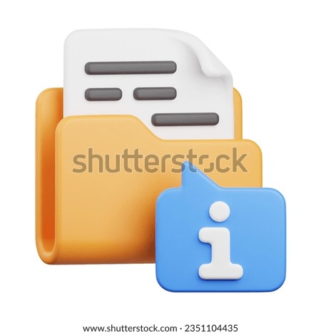 3D Render Folder Information Icon, illustration isolated on white background, suitable for website, mobile app, print, presentation, infographic, and other projects.