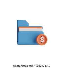 3d render folder money illustration