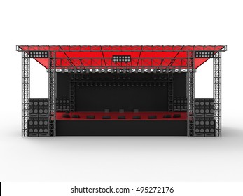 3D Render Of The Front View Of A Concert Stage.