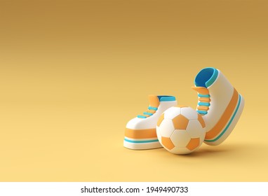 3d render, funny cartoon character legs with football background Design. - Powered by Shutterstock