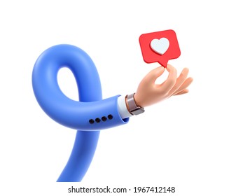 3d Render, Funny Cartoon Character Flexible Hand Shows Pin, Clip Art Isolated On White Background. Best Choice Metaphor, Recommendation Concept