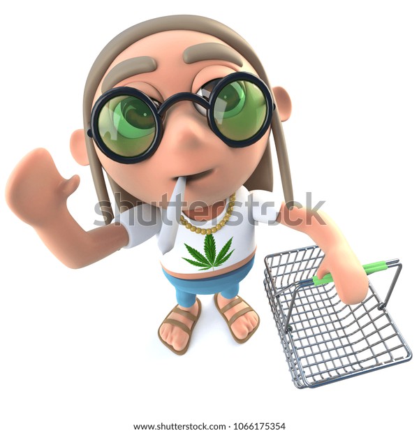 3d Render Funny Cartoon Hippy Stoner Stock Illustration 1066175354 ...