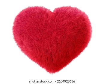 3D Render Furry Heart Red