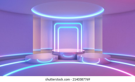 3D Render For Future Premium Product With Neon Cove Lighting