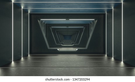 3d render. Futuristic interior concept architecture