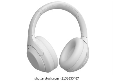 3D Render Of Gaming Headphones On White Monochrome Background. Concept Of Cloud Gaming And Game Streaming Services