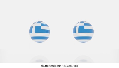 3d Render Of Globe In Greece Flag For Icon Or Symbol.