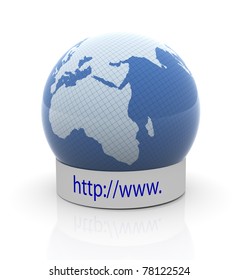 3d render of globe with http://www text