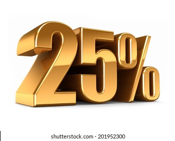 3d Render Of A Gold 25 Percent