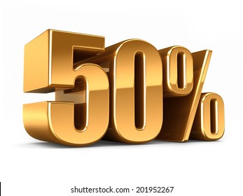 3d Render Of A Gold 50 Percent