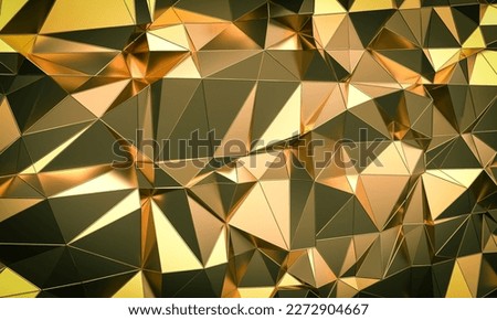 3d render gold background with triangular geometric pattern